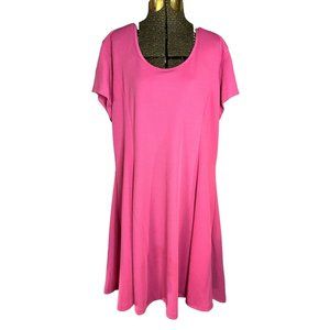 White Mark Top Pink Short Sleeve Fit & Flare Shirt Scoop Neck Womens Size 3XL